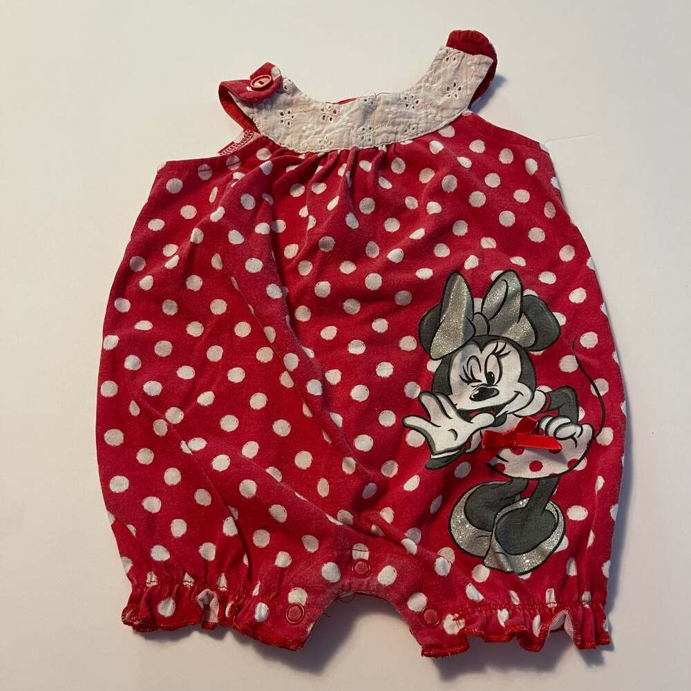 Disney Baby Minnie Mouse Red White Polka Dot Bubble Romper
